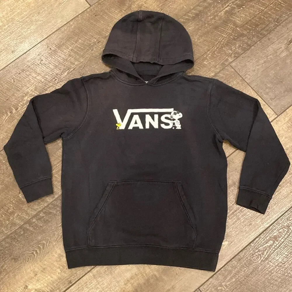 Vans Kids' Vans X Peanuts Pullover Hoodie Black Size L